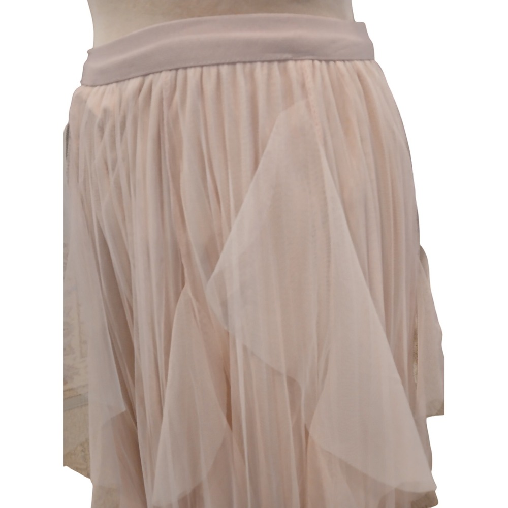 Blush Pink Tulle Tiered Ruffle Midi Skirt Balletcore Fairycore Pastel Ethereal - Picture 2 of 9